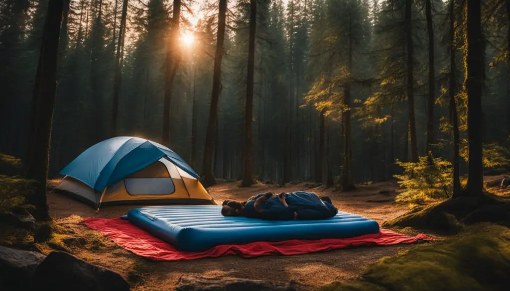 Camping air mattress setup