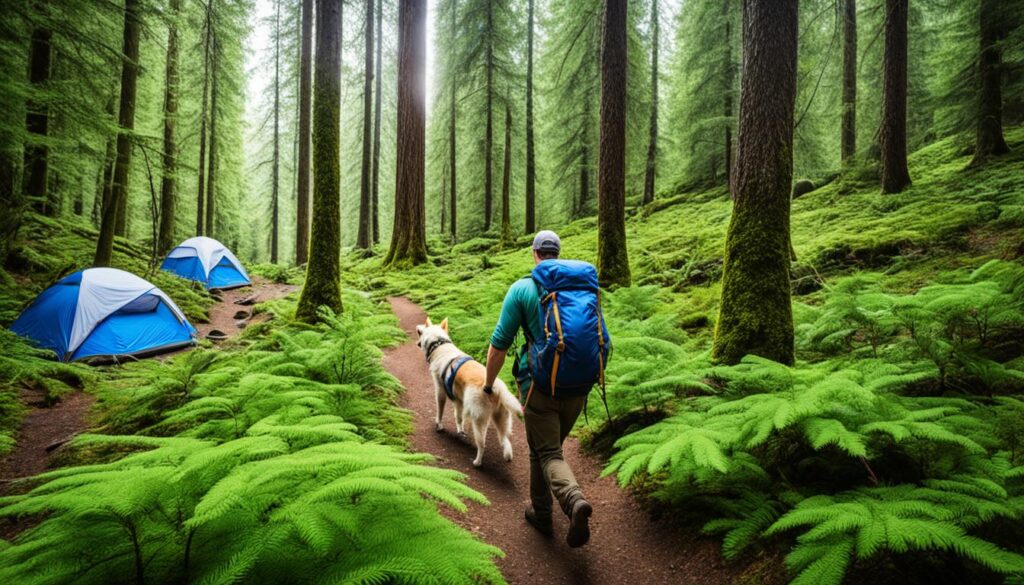 Hiking with dogs while camping