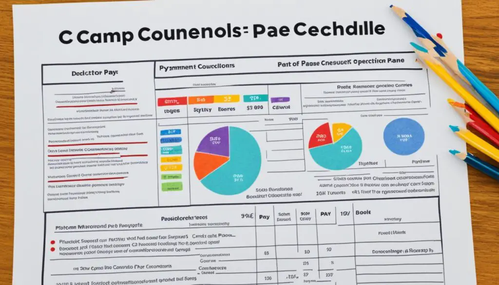 camp counselor payment schedule