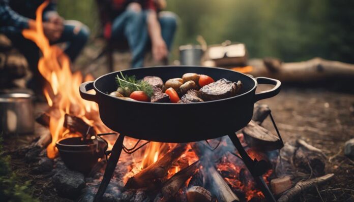 campfire cooking with dutch oven